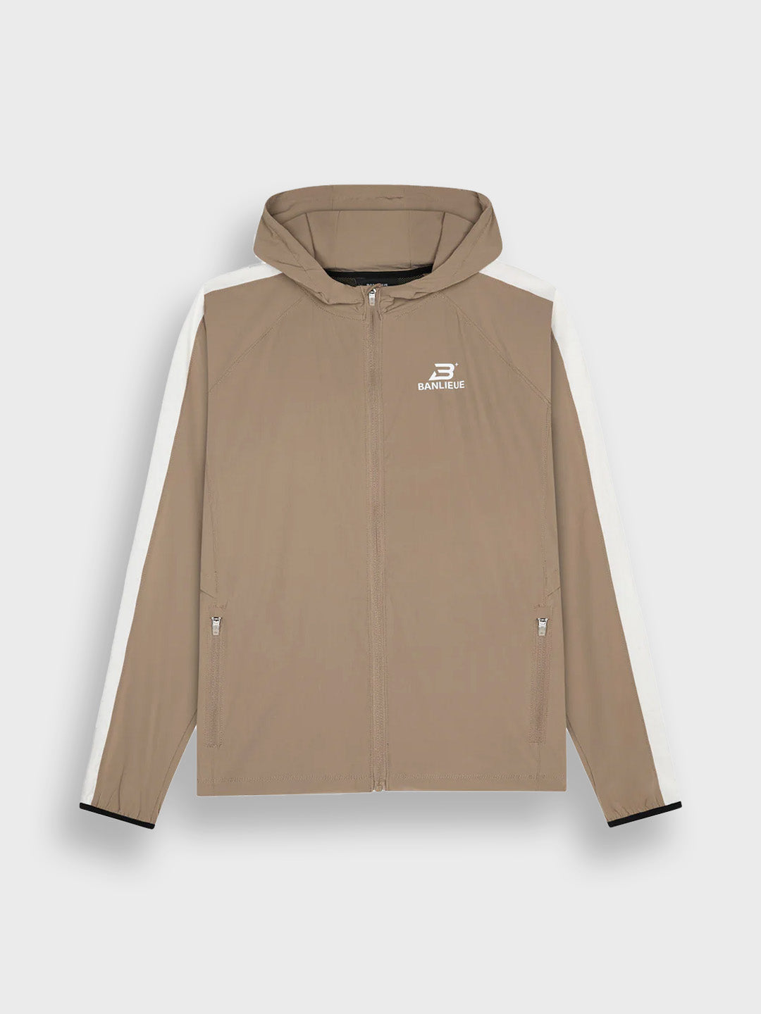 Banlieue Performance Hooded Tracktop Taupe - voorkant