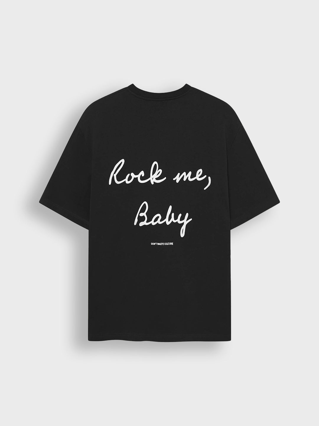 Achterkant van het zwarte Beiron T-shirt van Don't Waste Culture met grote borduring
