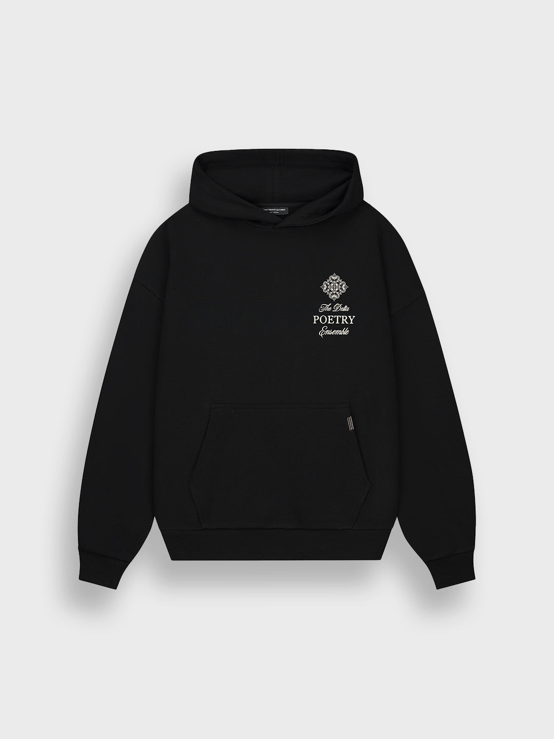 Voorkant Don’t Waste Culture Kessara Hoodie Black met kleine borstgraphic