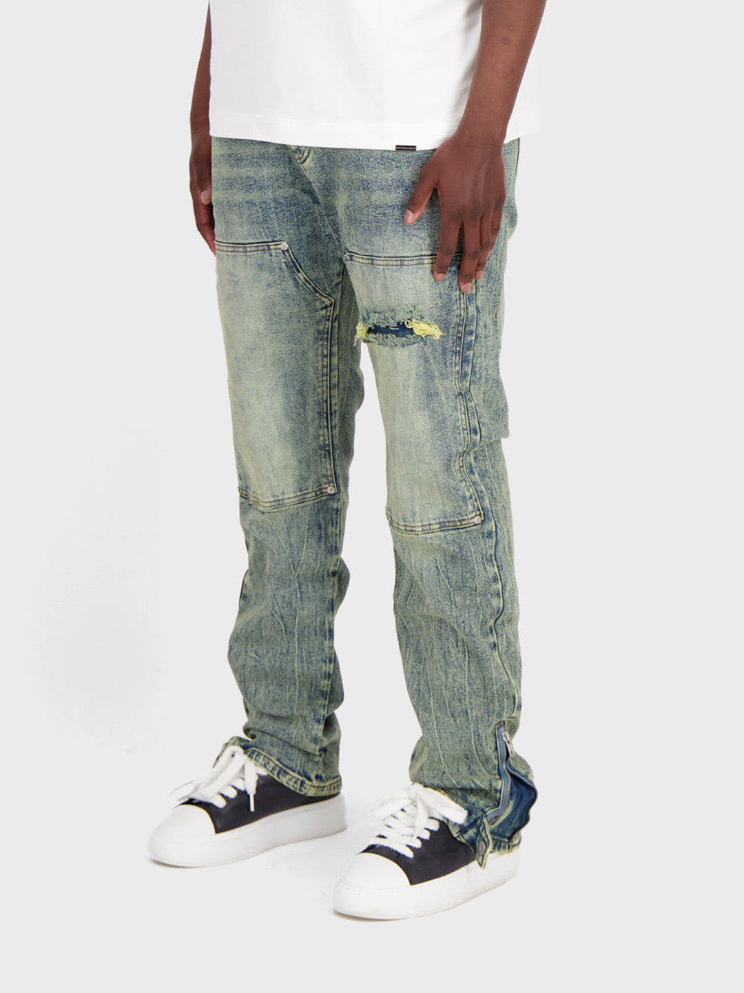 Don't Waste Culture Luciana Jeans - spijkerbroek met knievlakken en ritsen - zijkant