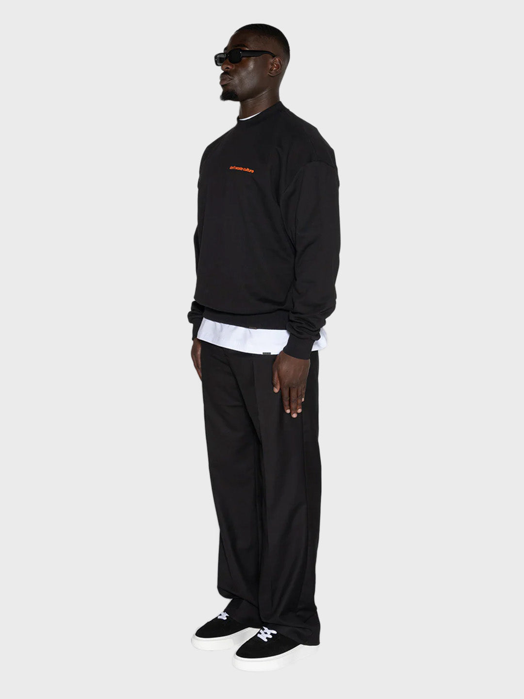 don't waste culture oversized crewneck sweater black