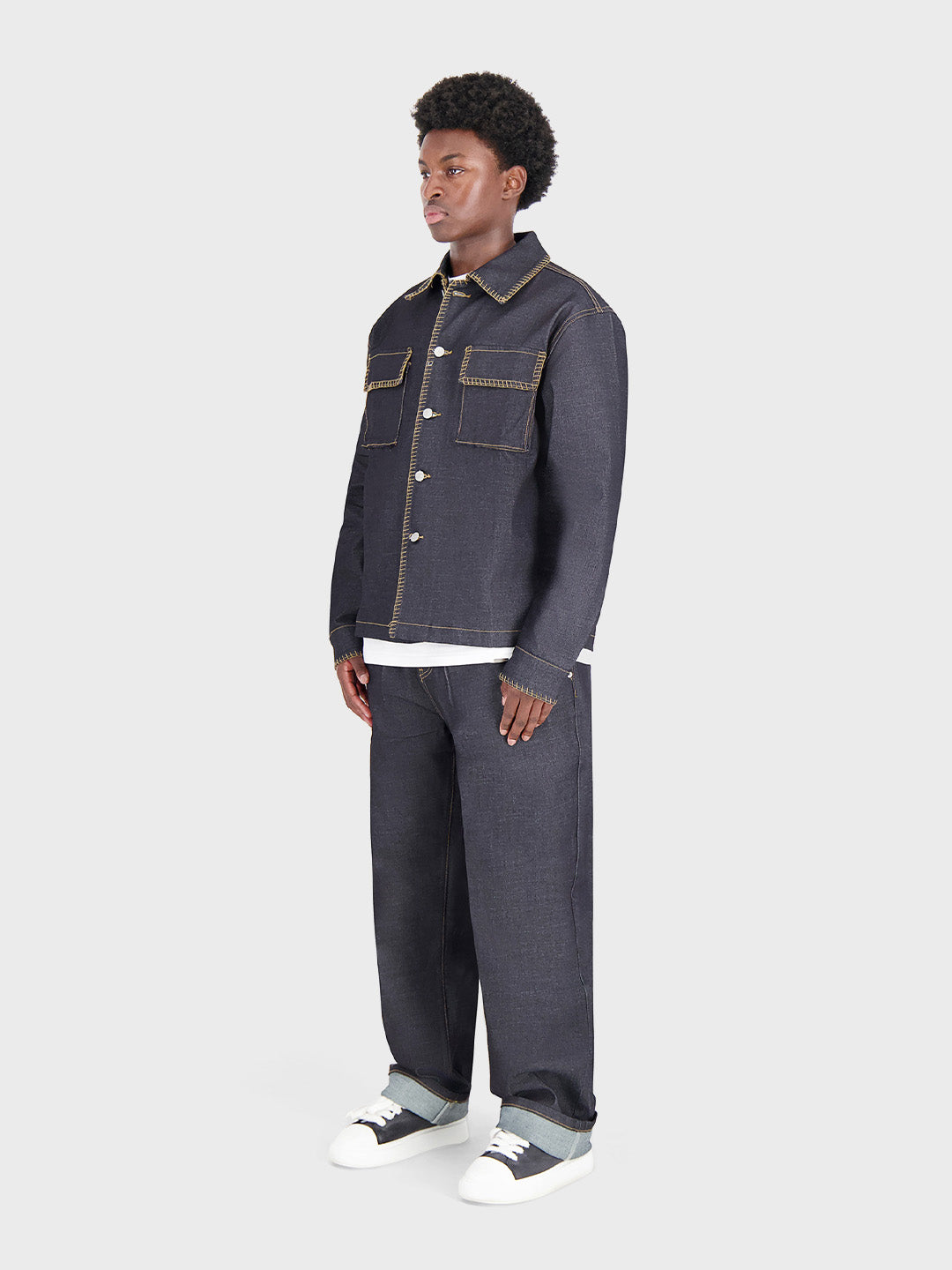 Don't Waste Culture Nizana Raw Denim Jeans - gecombineerd met bijpassend overshirt