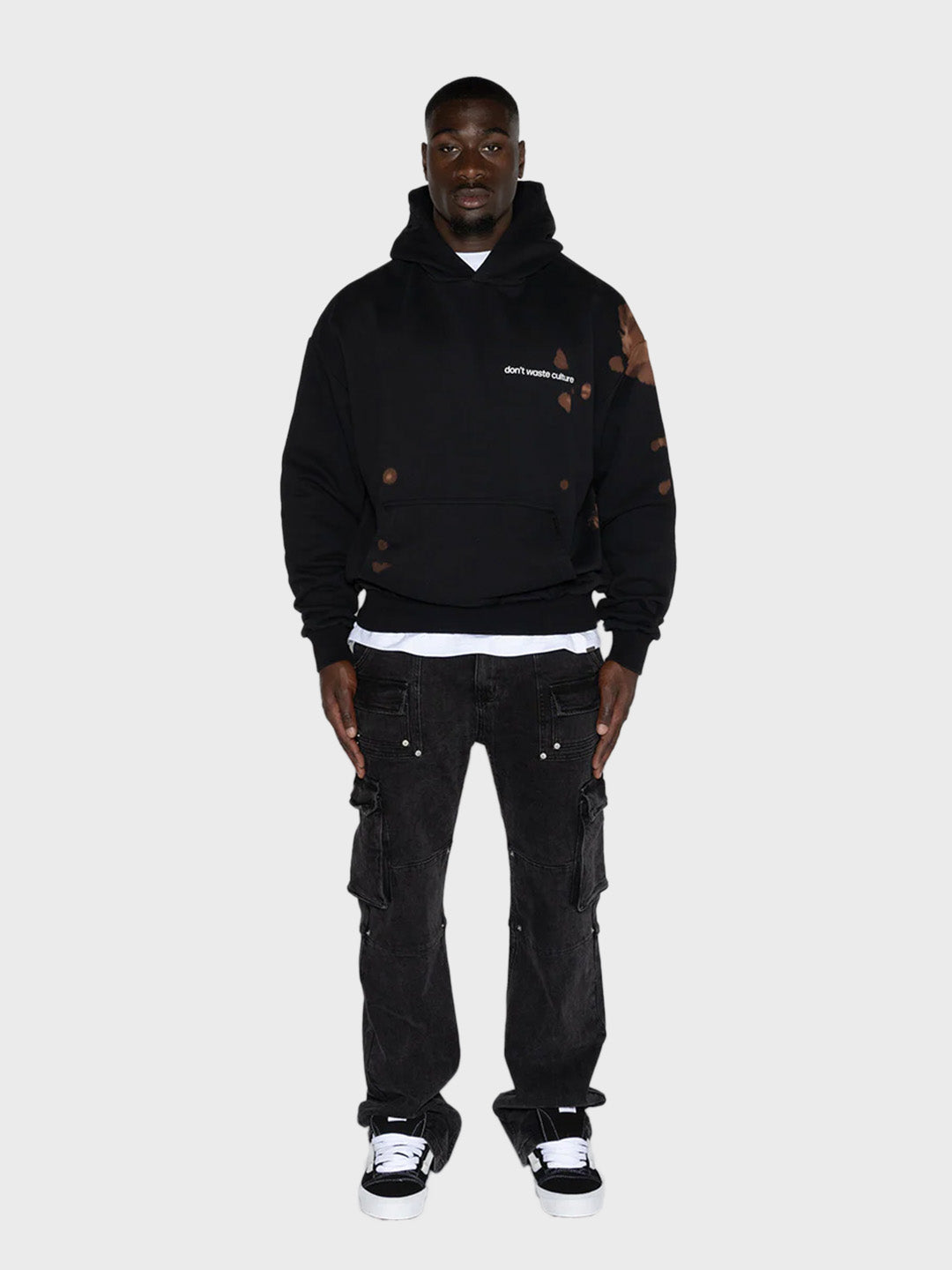 hoodie zwart bleekvlekken