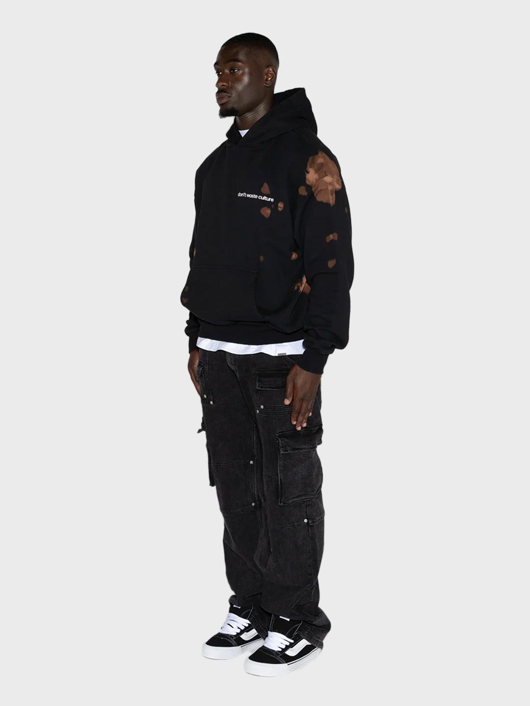 hoodie zwart bleekvlekken