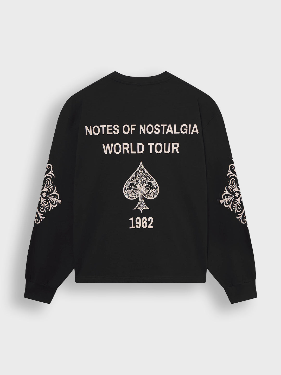 Achterkant van de Thandor longsleeve met grote Notes of Nostalgia tour graphic