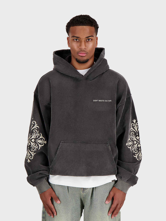 Don't Waste Culture Yulani Hoodie in Washed Grey - voorkant