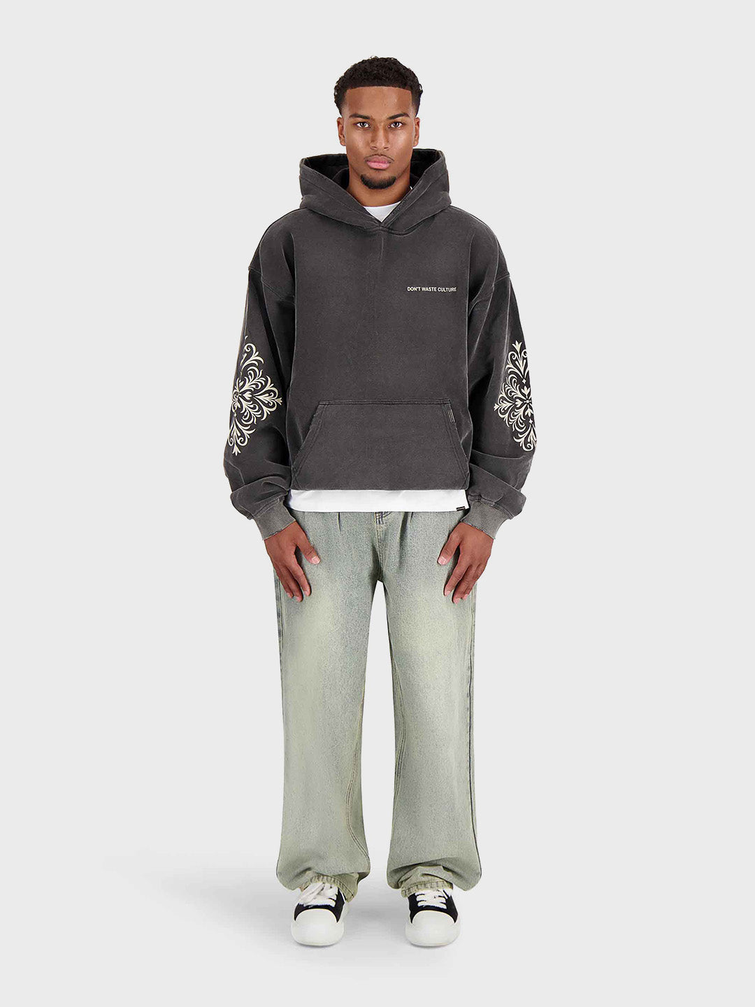 Don't Waste Culture Yulani Hoodie in Washed Grey - oversized hoodie voor heren