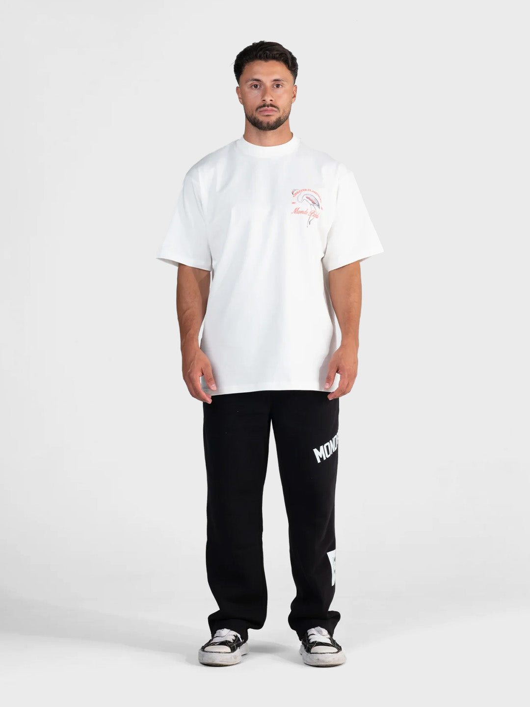 Le Monde Perdu Greater Flamingo T-Shirt Ecru heren oversized t-shirt voorkant Reloadstore