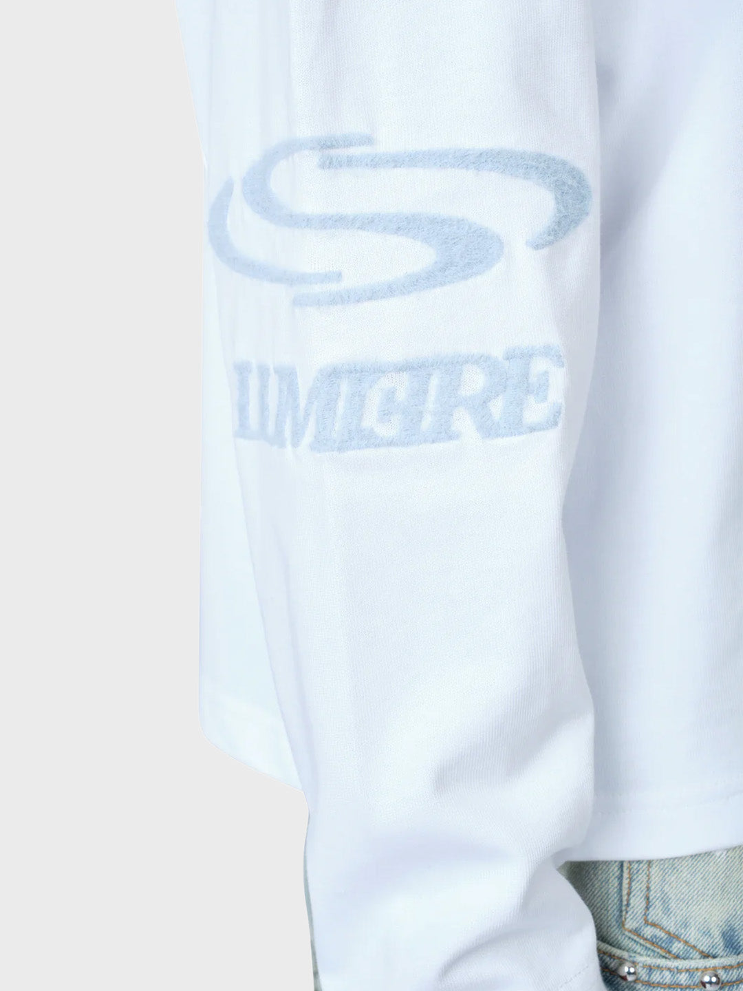 Lumi3re Wave Logo Longsleeve White - close-up graphic