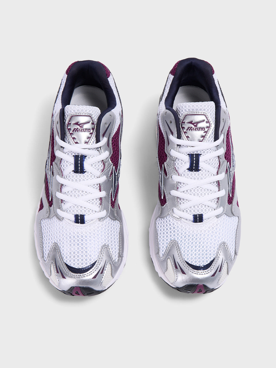 Mizuno Wave Rider 10 White Dark Purple bovenaanzicht