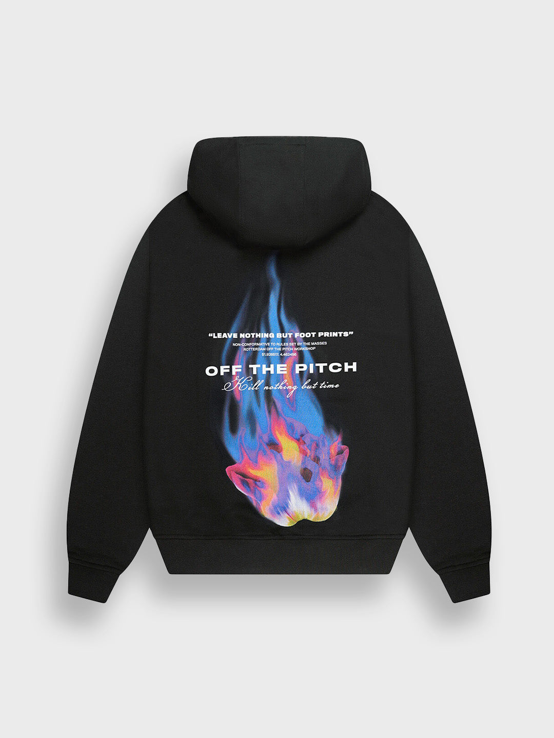 Off The Pitch Burning Flower Hoodie Black achterkant