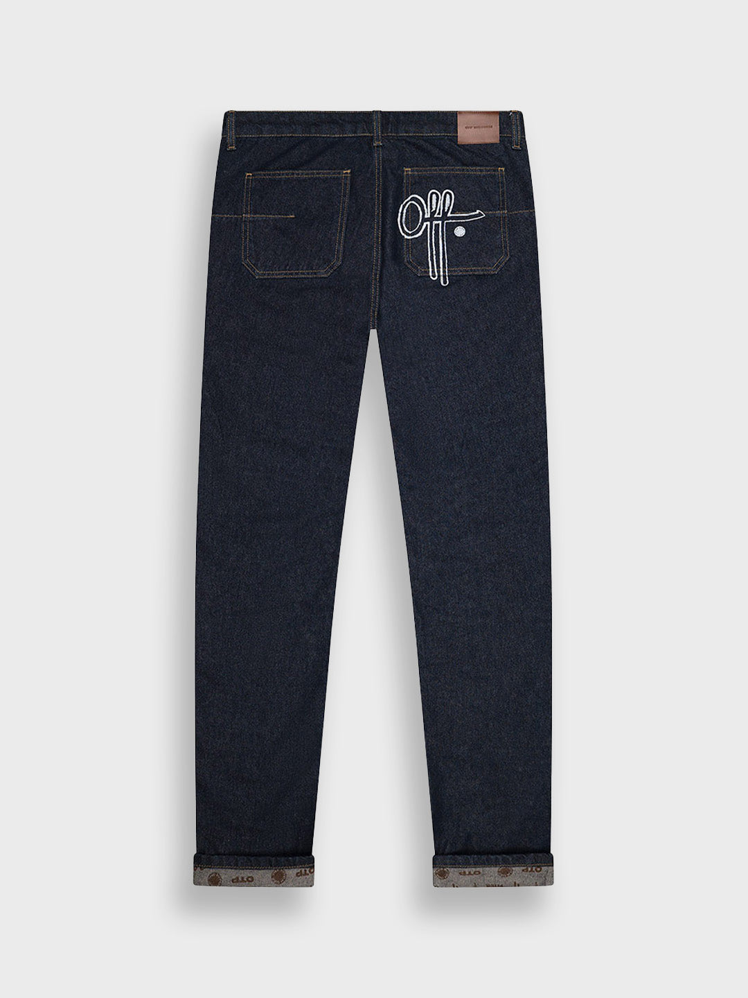 Productfoto OTP Double Faced Jeans – achterkant met contrasterende omslag