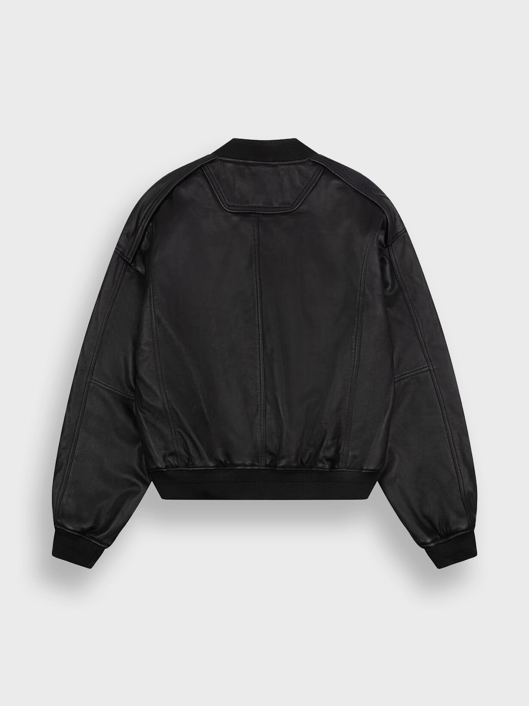 Off The Pitch Leather Bomber Jacket | Black
