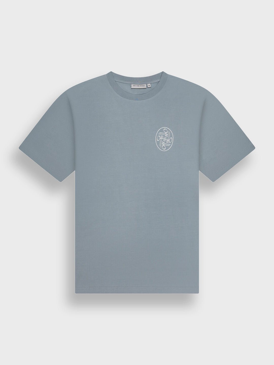 Off The Pitch Never Settle T-Shirt Grey Blue - voorkant
