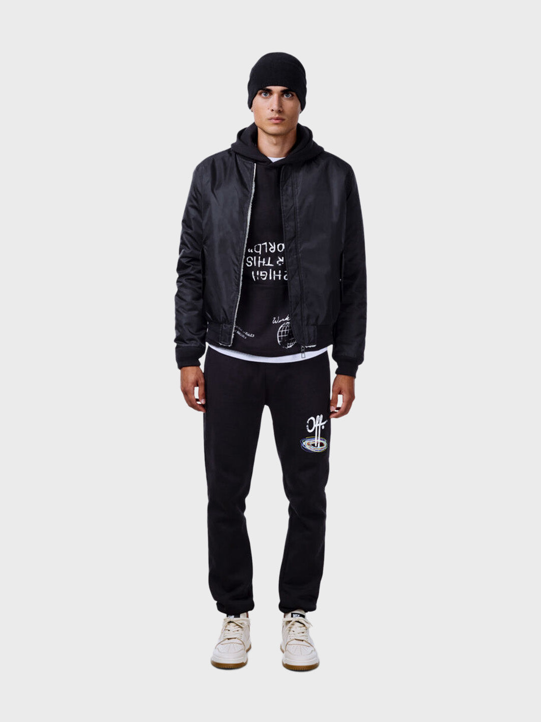 Off The Pitch Reversible Bomber Jacket | Black/Beige