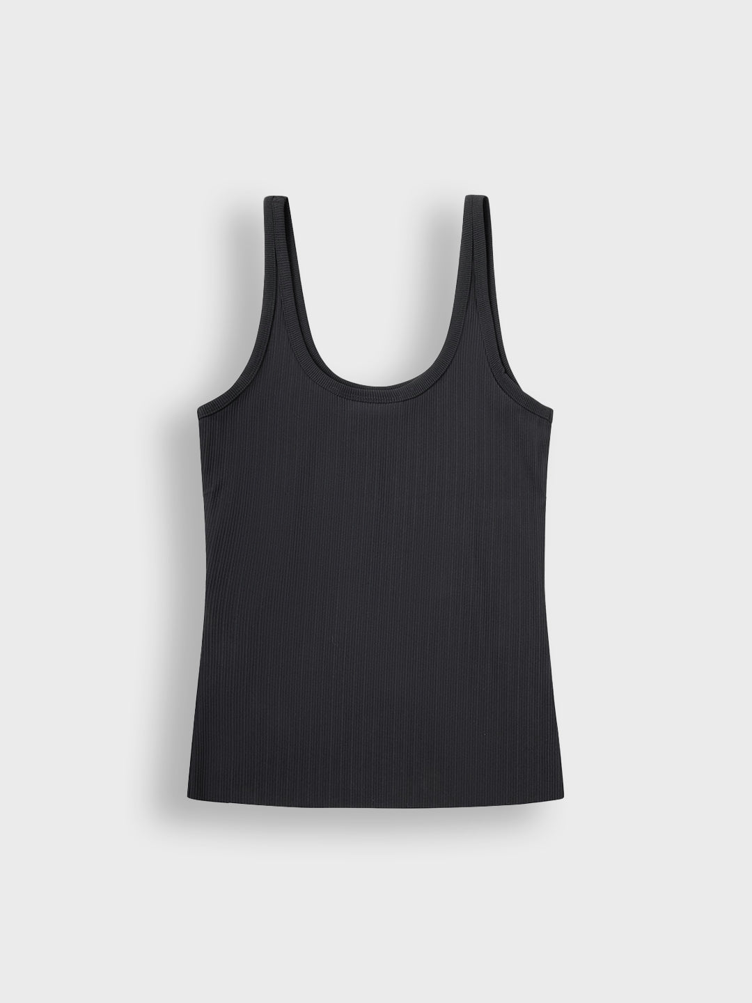 Zwarte ribbed tanktop van Off The Pitch, achterkant met slim fit silhouet