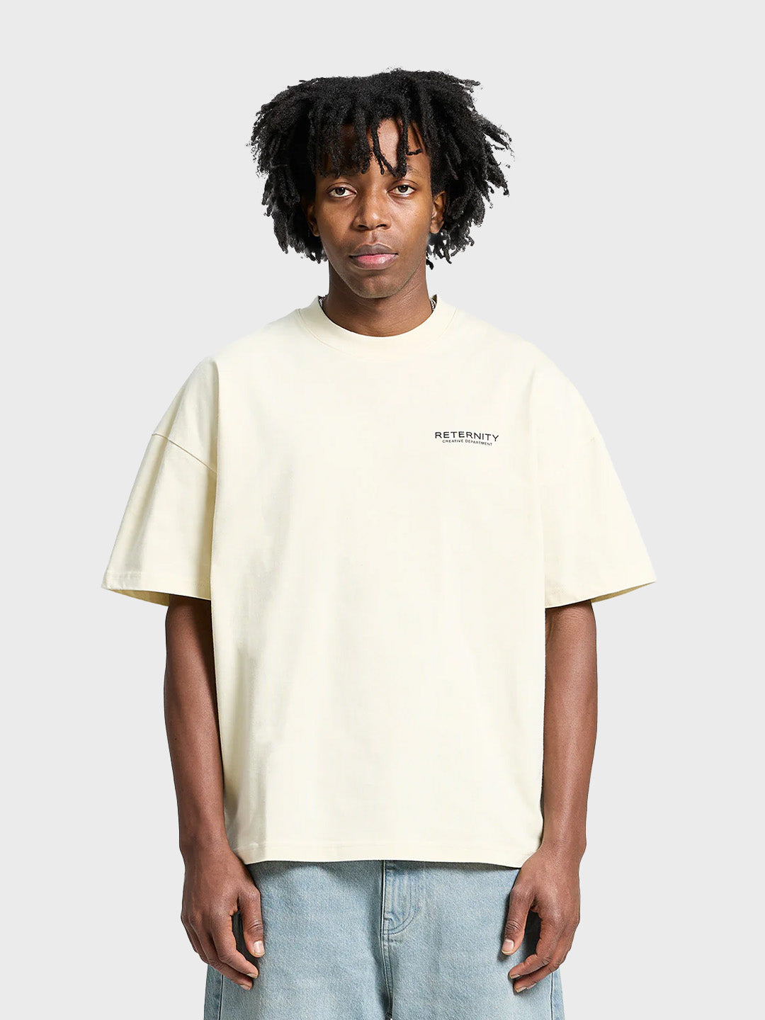 Reternity Creative Dept T-Shirt Cream – model front view