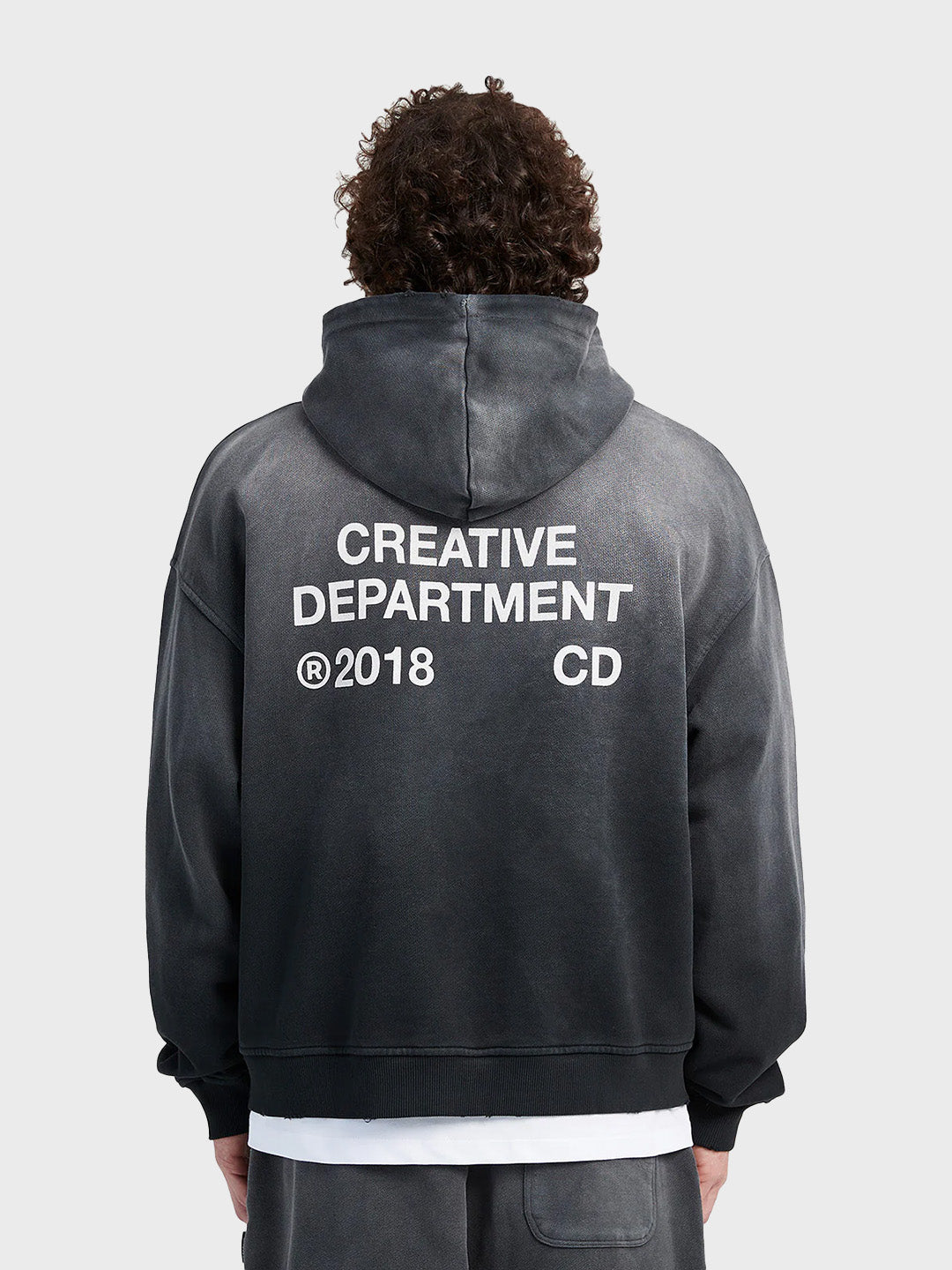 Reternity Creative Dept Zip Hoodie Faded Black – achterkant met witte print