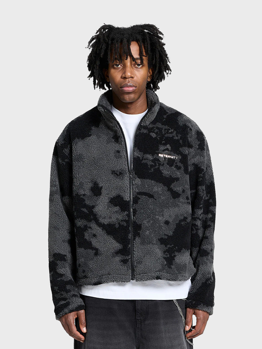 Reternity Fleece Jacket Acid Black – model front view