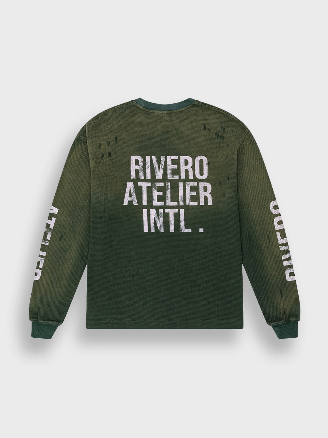 Rivero INTL. Waffle Longsleeve T-Shirt Green – achterkant