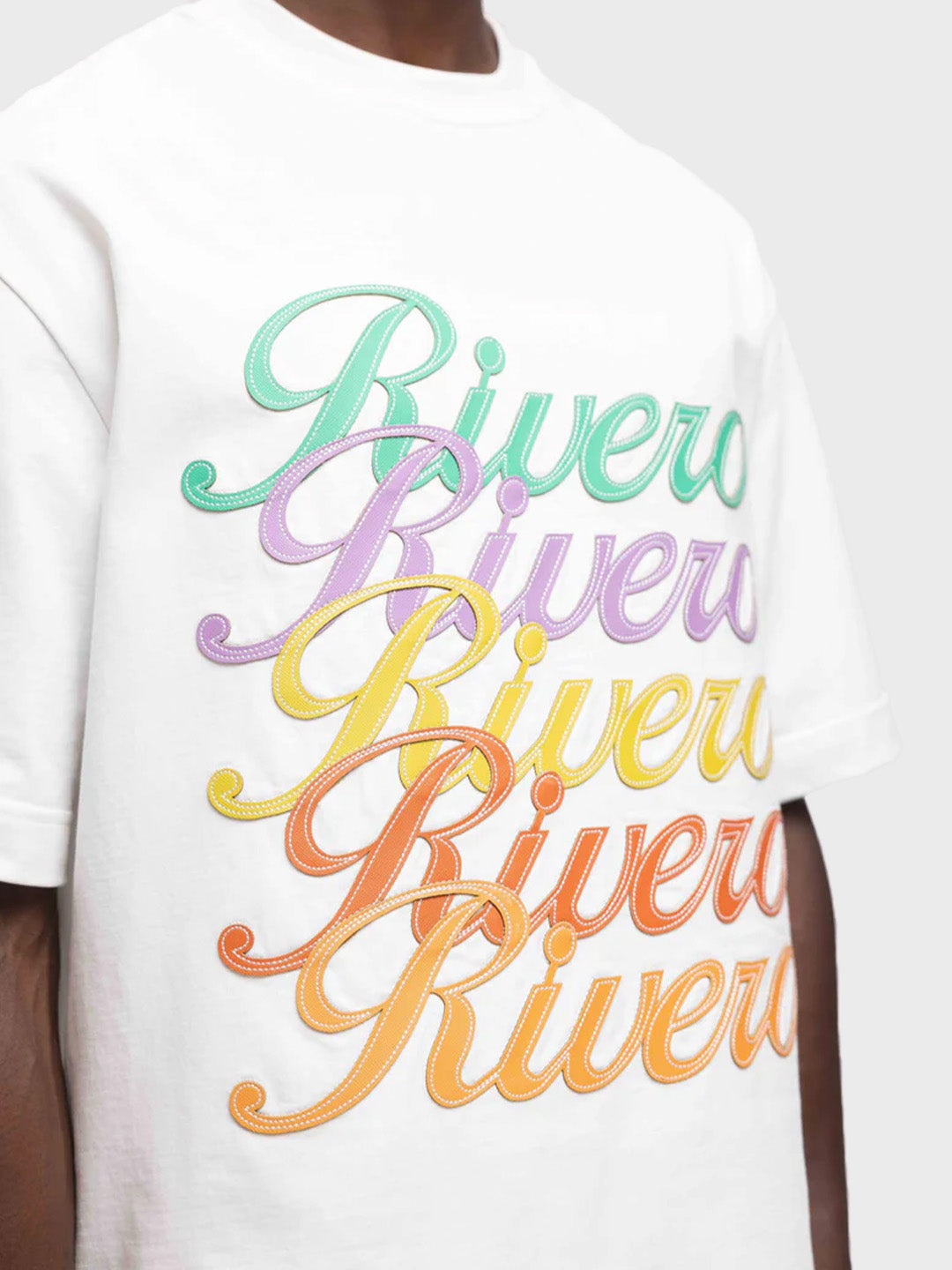 Close-up van de gekleurde leren Rivero-patches