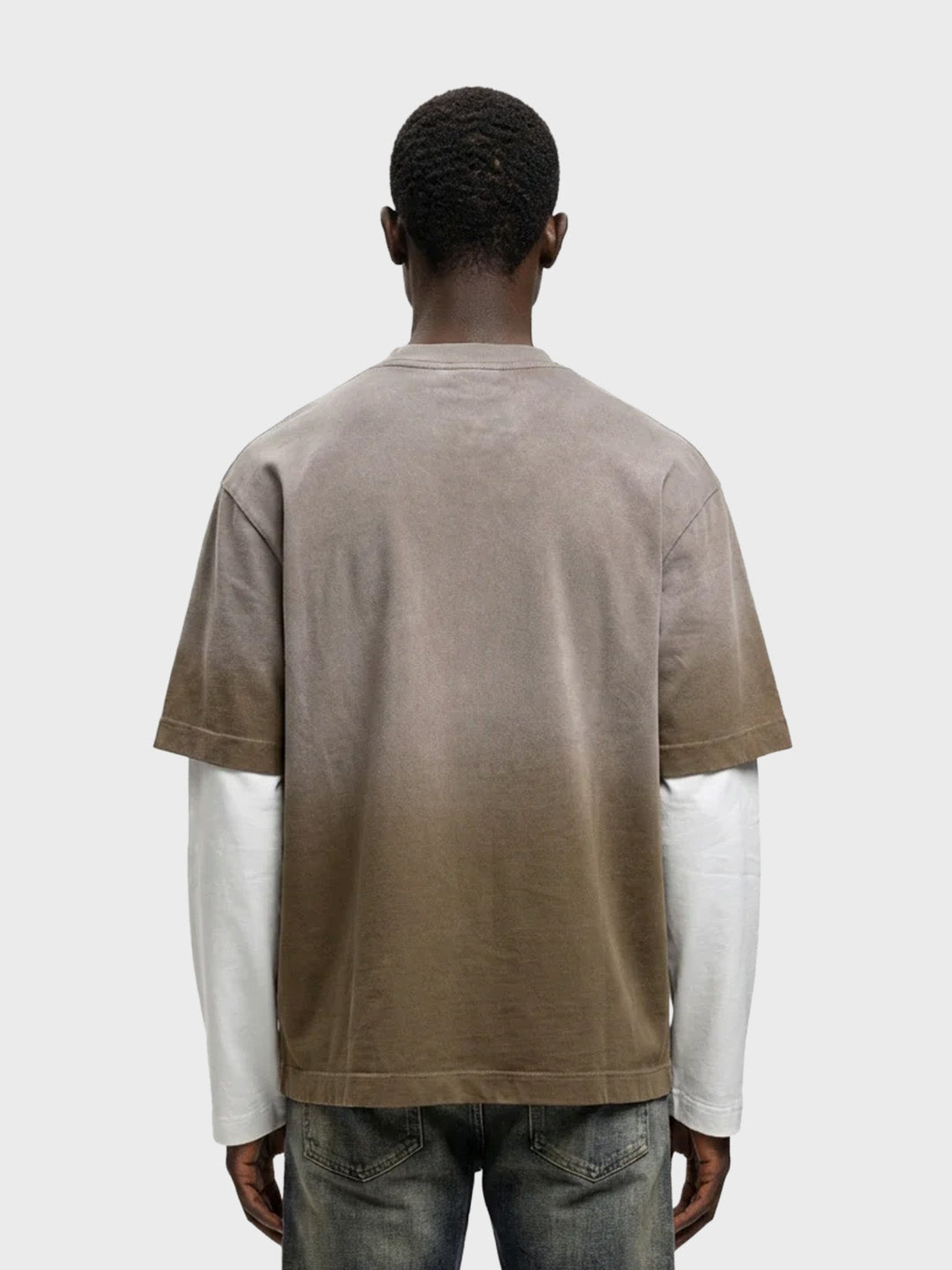 Rivero Statement Double Layered Longsleeve Washed Brown - model achterkant