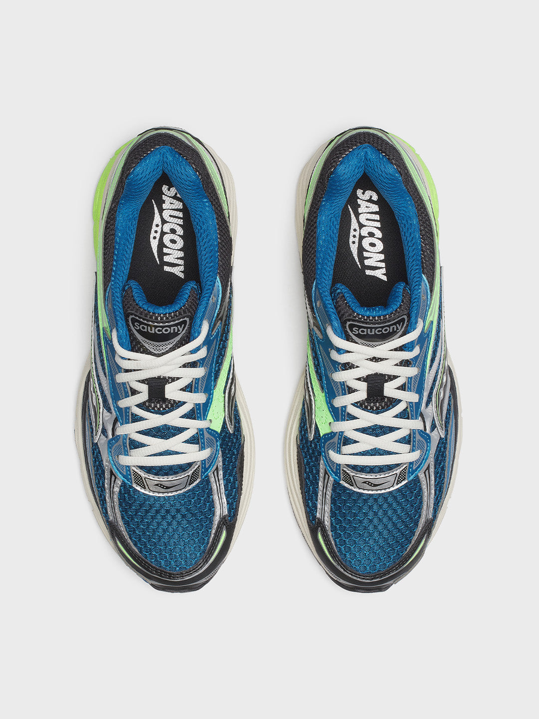 Bovenaanzicht van Saucony Progrid Omni 9 sneaker Blue Lime