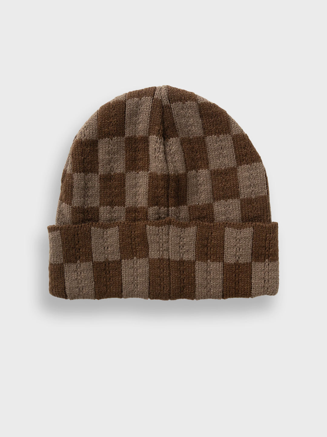 Service Works Chunky Check Beanie Brown – achterkant