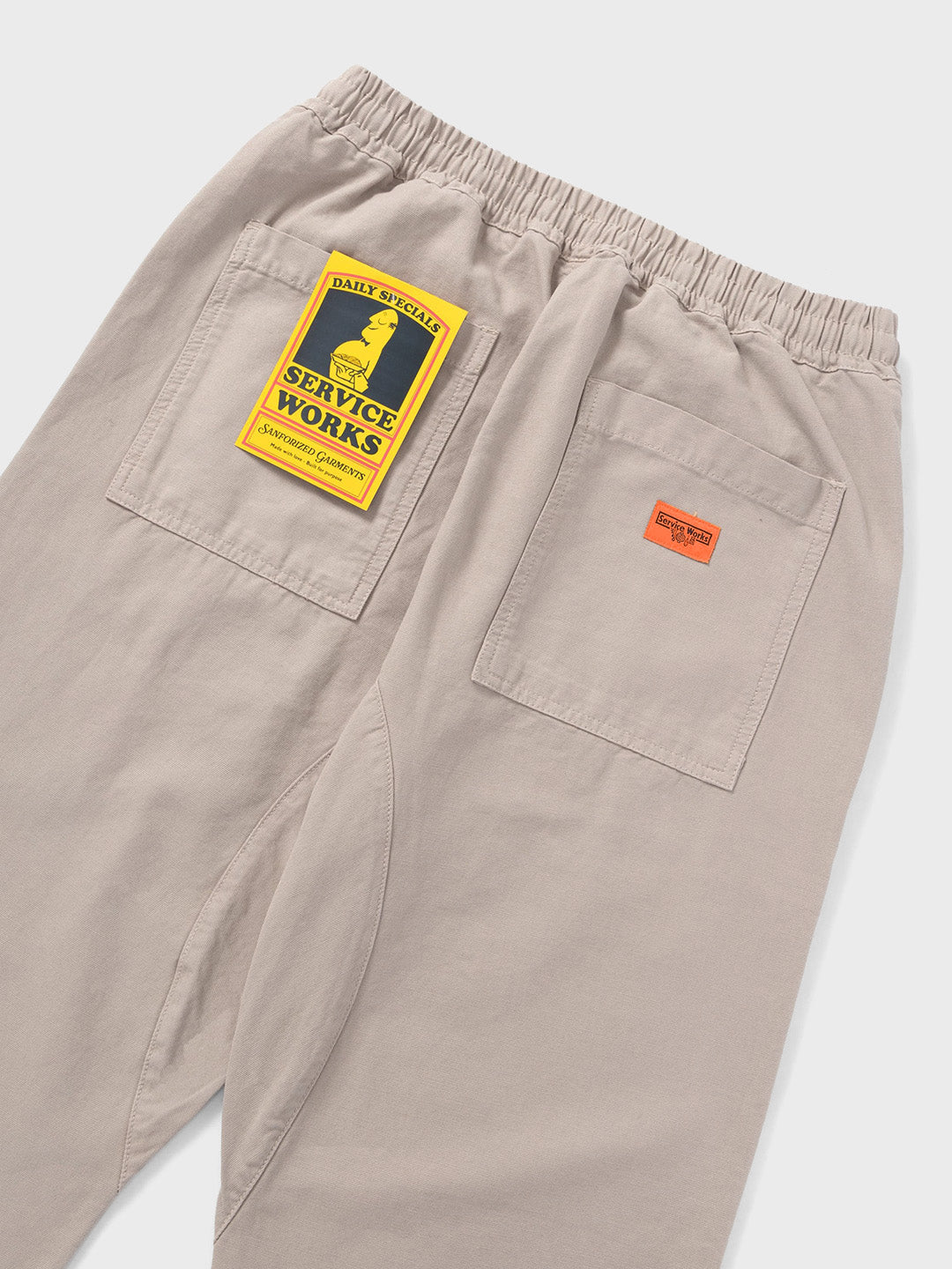 Service Works Classic Chef Pants Stone - close-up achterkant