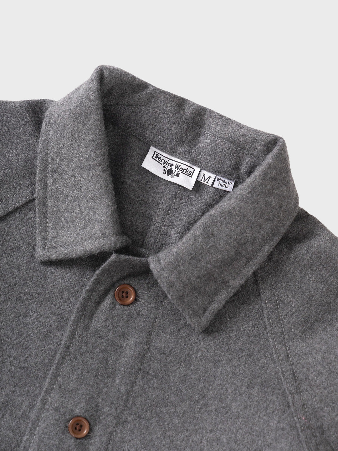 Service Works Flannel FOH Overshirt Charcoal – close-up