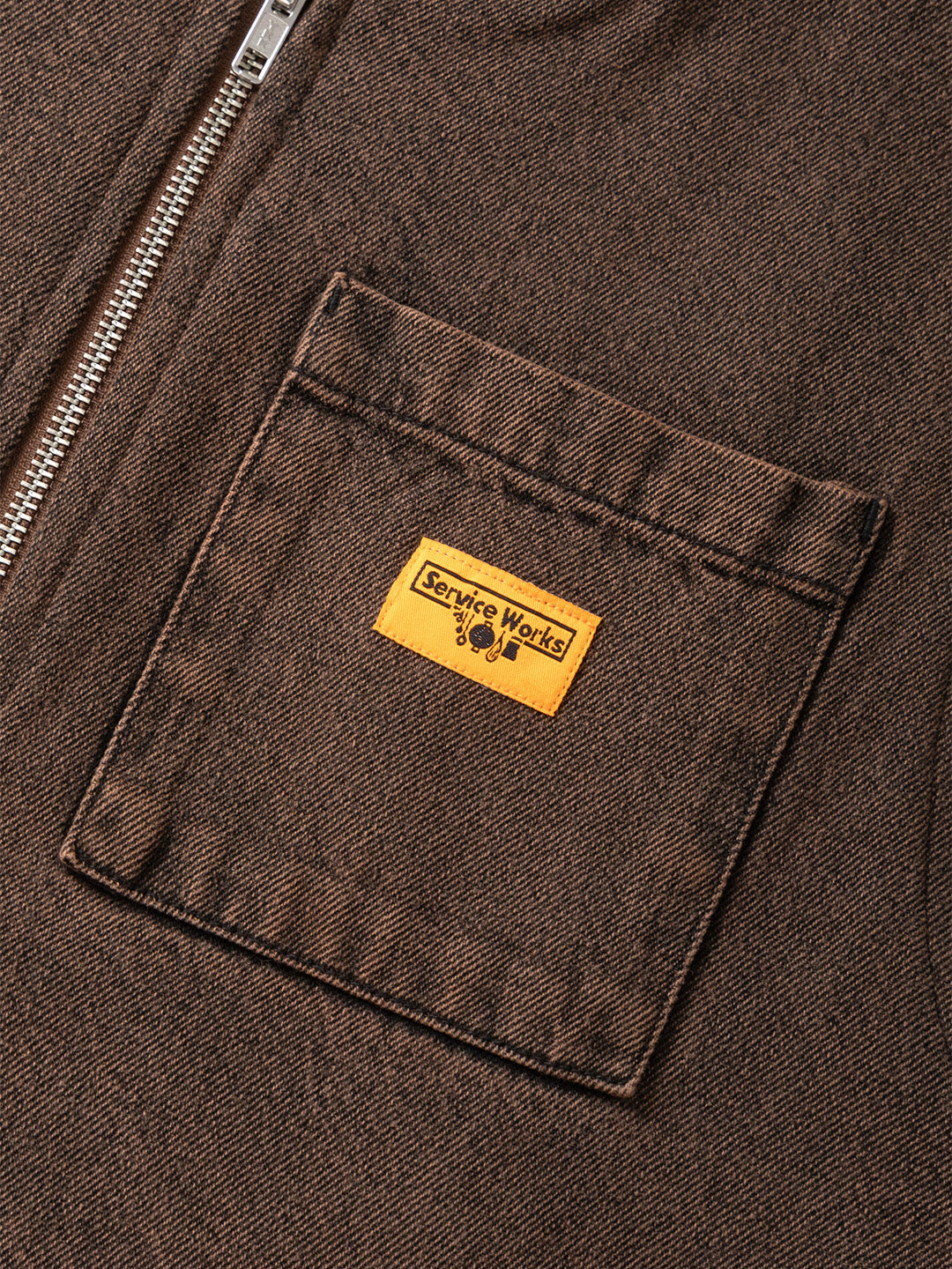 Service Works Over-Dyed Work Vest Umber – close-up