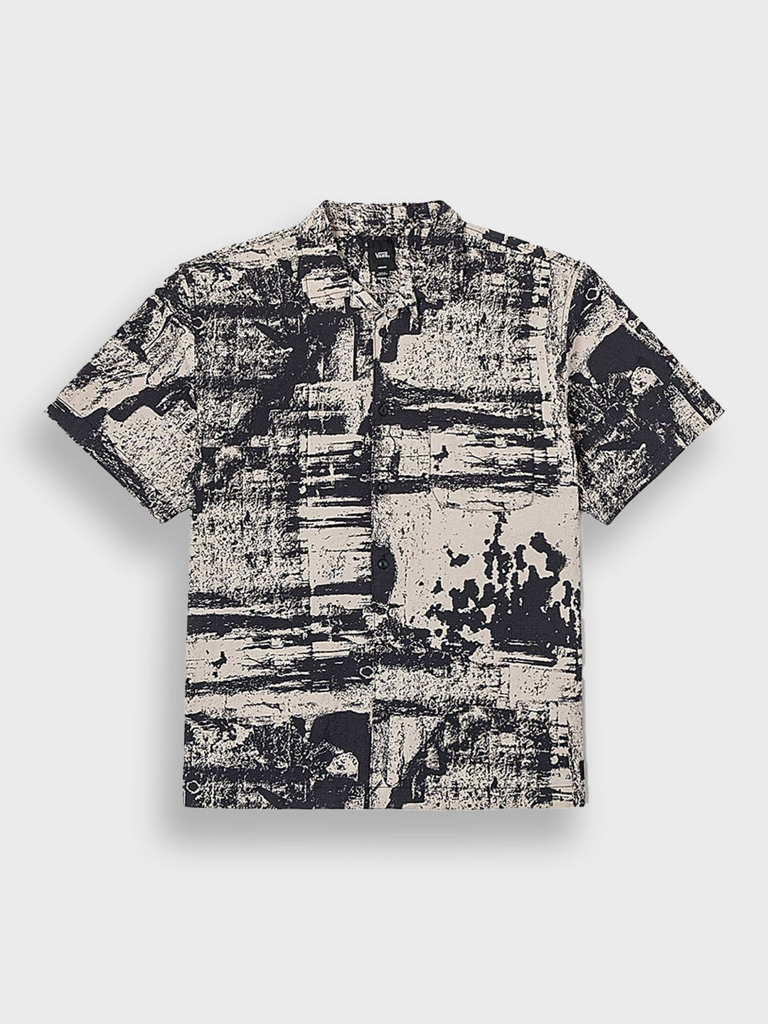Vans Fallon Woven Shirt Taupe Mist/Black, short sleeve shirt met all-over print