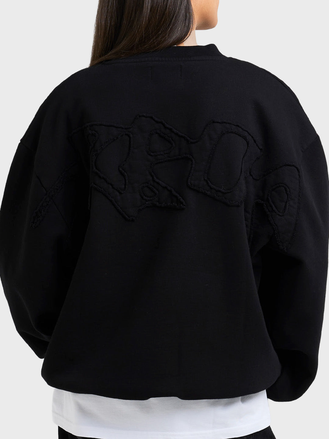 Arbor Antwerp Big Application Crewneck Sweater Black - close-up achterkant