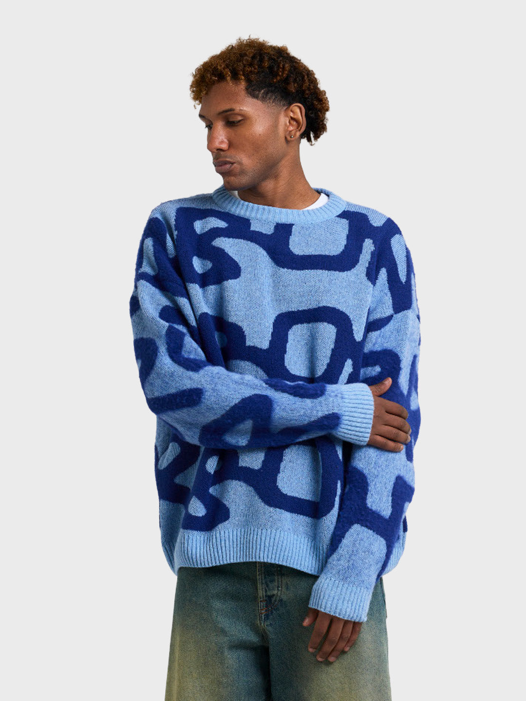 Arbor Antwerp Big Logo Knitted Sweater Blue - voorkant