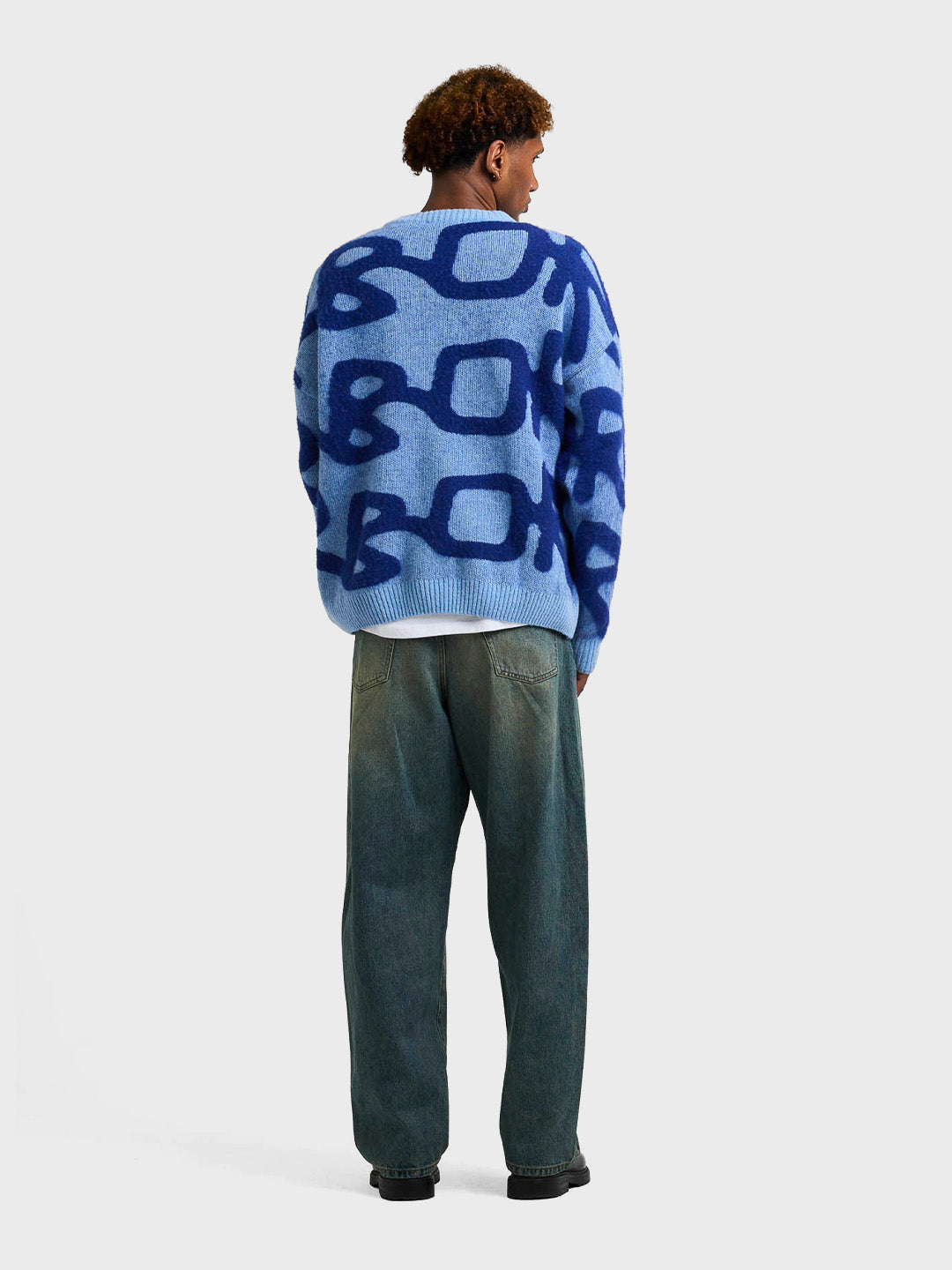 Arbor Antwerp Big Logo Knitted Sweater Blue - achterkant