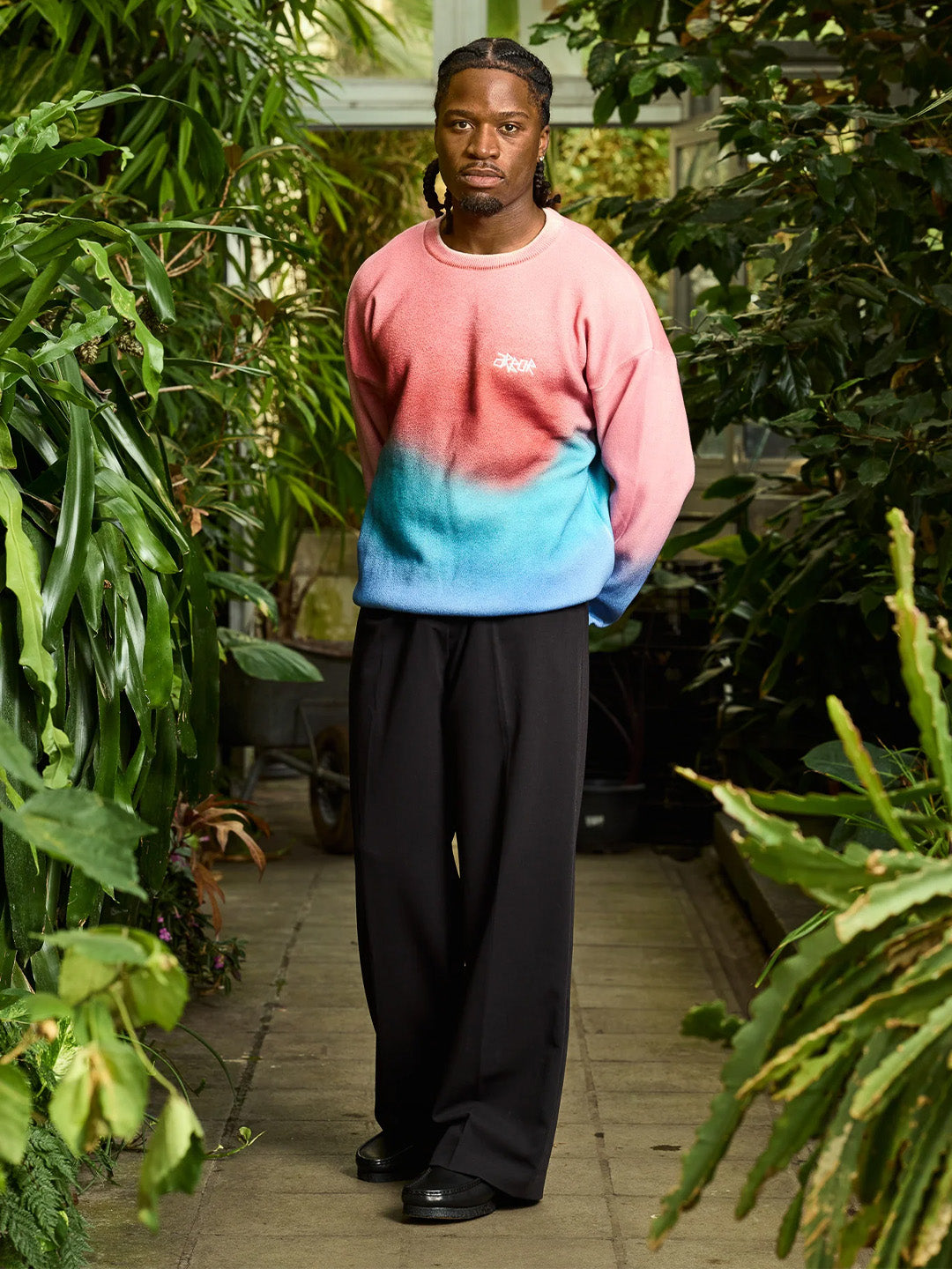 Arbor Antwerp Blossoming Knitted Sweater Pink - model draagt voorkant