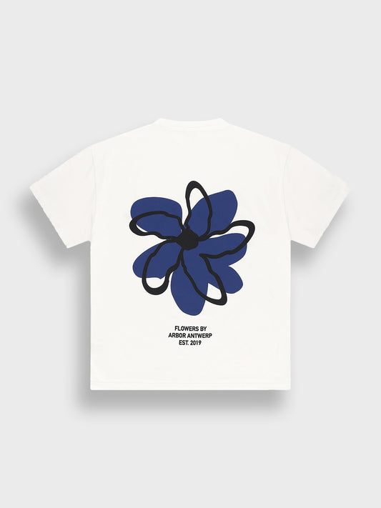 Achterkant Arbor Antwerp Blue Floral T-Shirt met bloemenprint