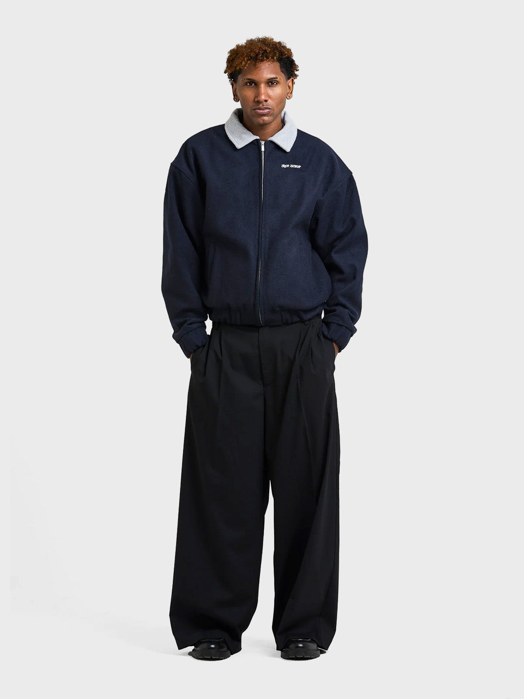 Arbor Antwerp Cropped Fitted Jacket Navy - full outfit