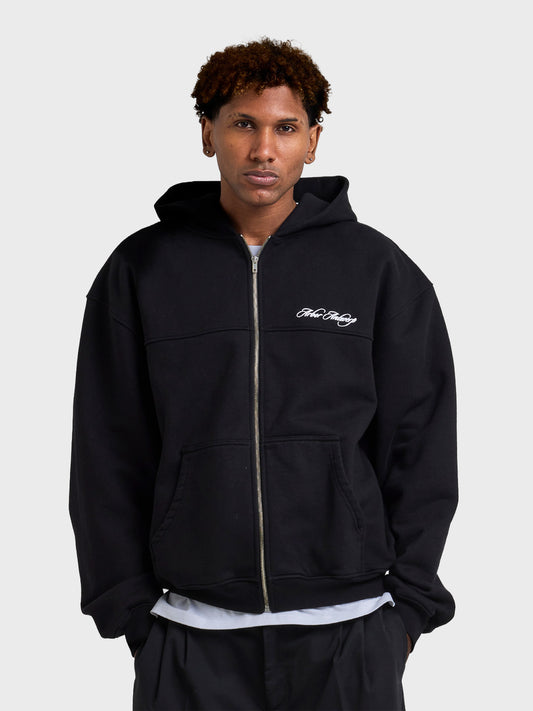 Arbor Antwerp Cursive Zip Hoodie Black - voorkant