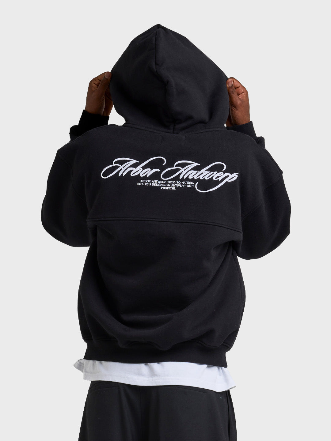 Arbor Antwerp Cursive Zip Hoodie Black - achterkant