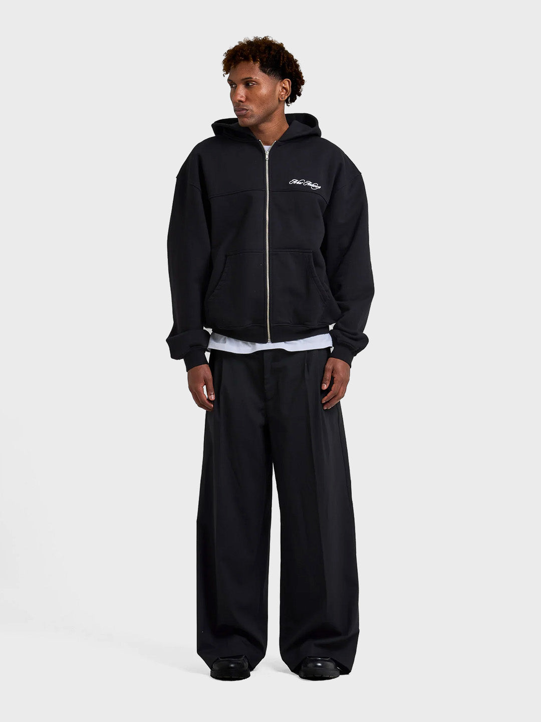Arbor Antwerp Cursive Zip Hoodie Black - full outfit