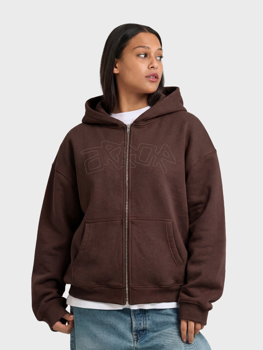 Arbor Antwerp Dotline Arbor Zip Hoodie Brown - voorkant