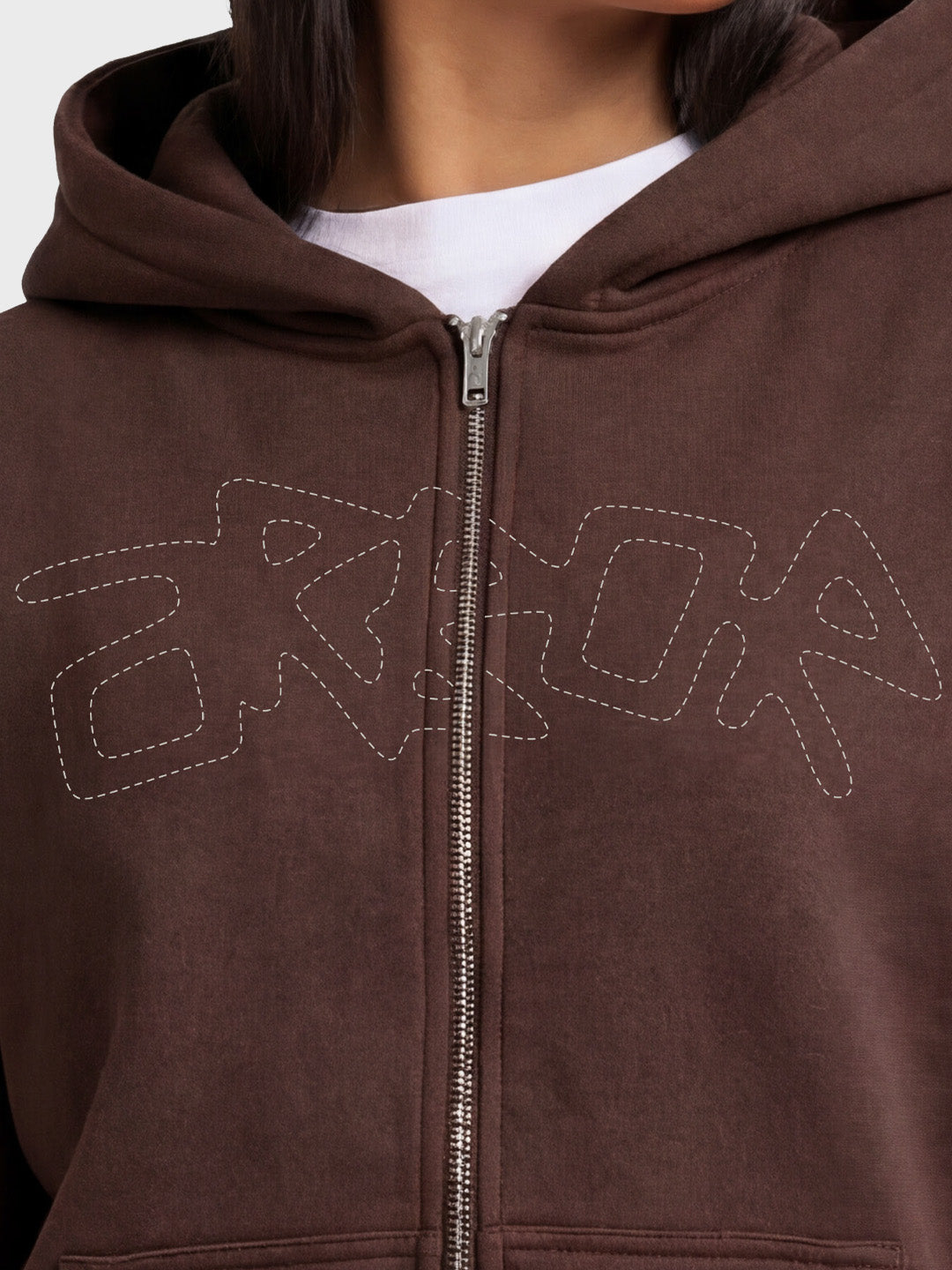 Arbor Antwerp Dotline Arbor Zip Hoodie Brown - close-up