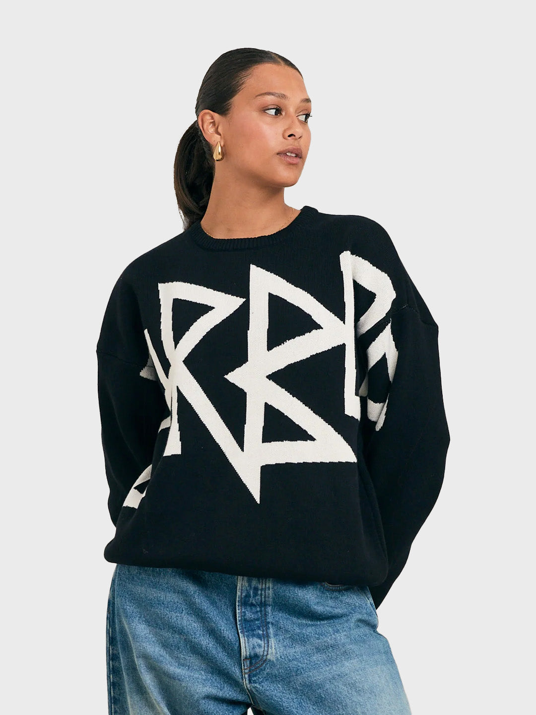 Arbor Antwerp Full Arbor Knitted Sweater Black – model voorkant