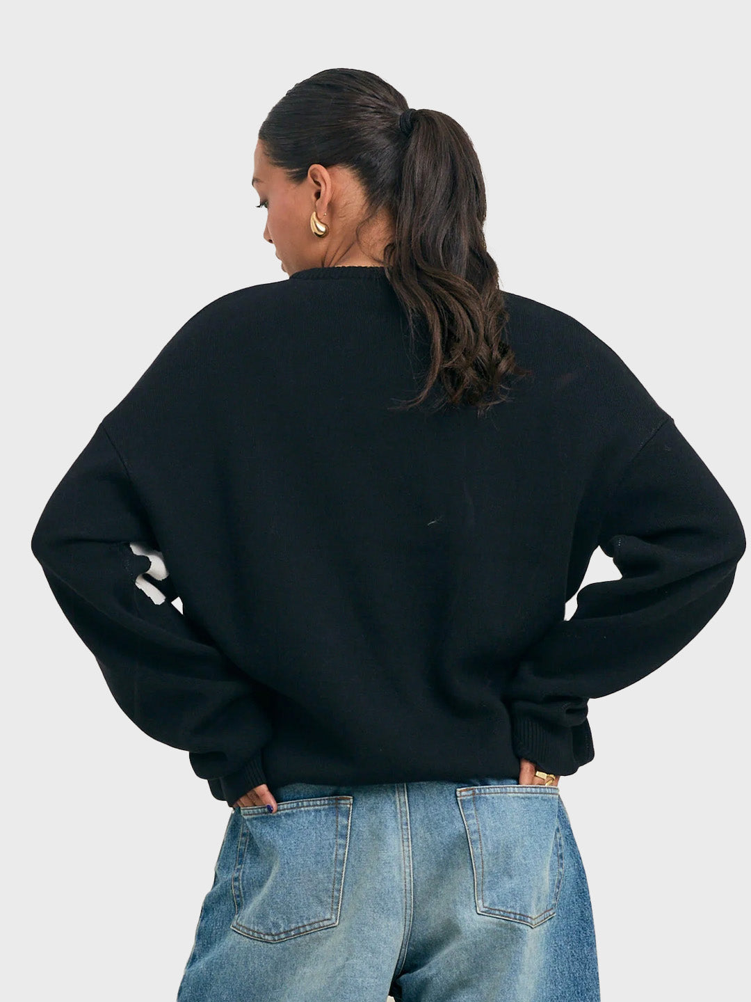 Arbor Antwerp Full Arbor Knitted Sweater Black – model achterkant