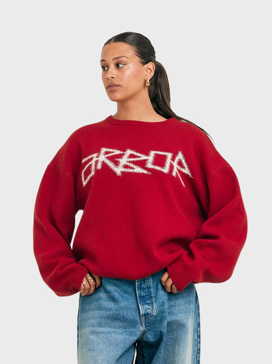 Arbor Antwerp Halftone Arbor Icon Knitted Sweater Red - model voorkant