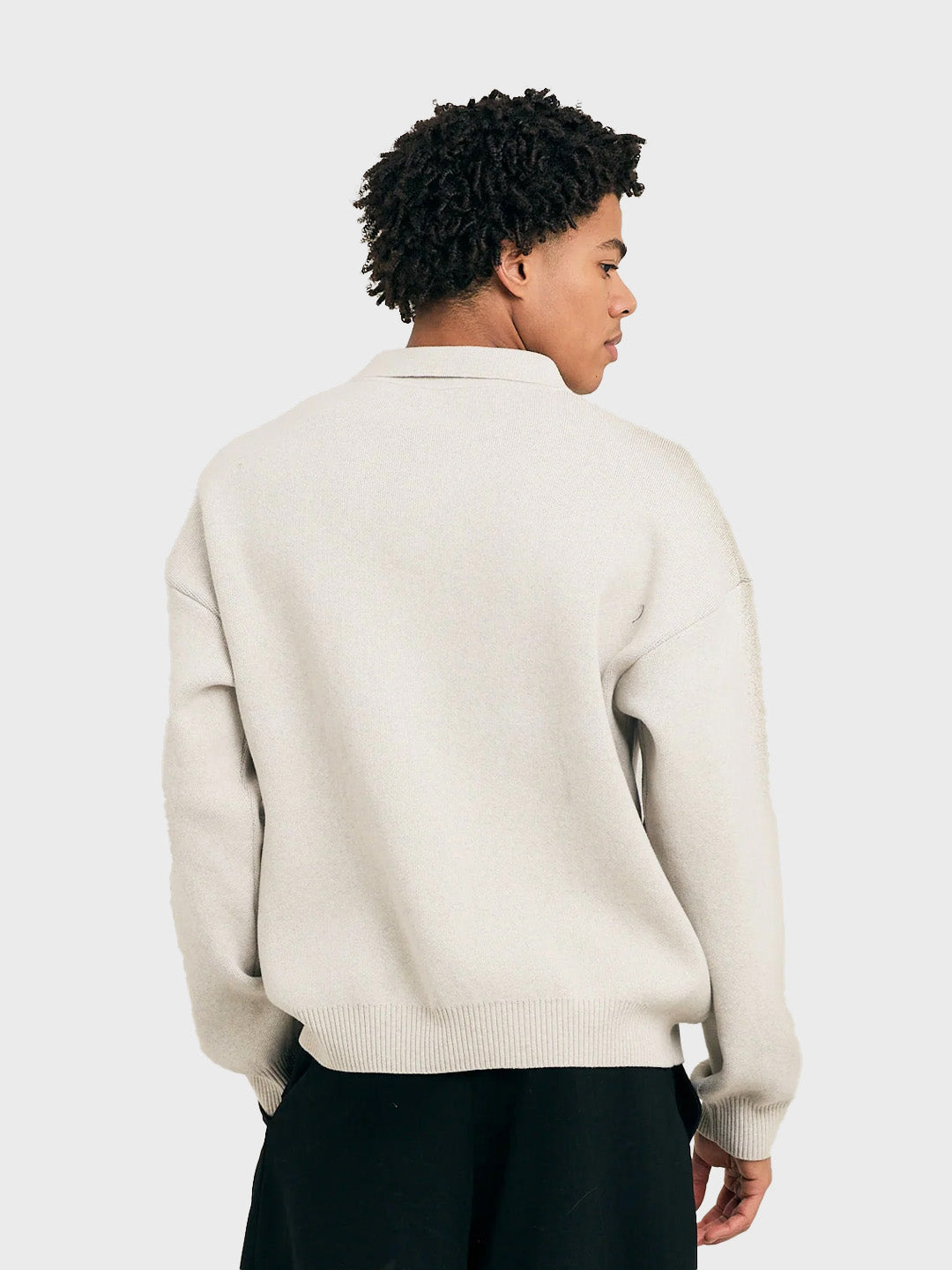 Arbor Antwerp Knitted Zip Polo Beige – model achterkant