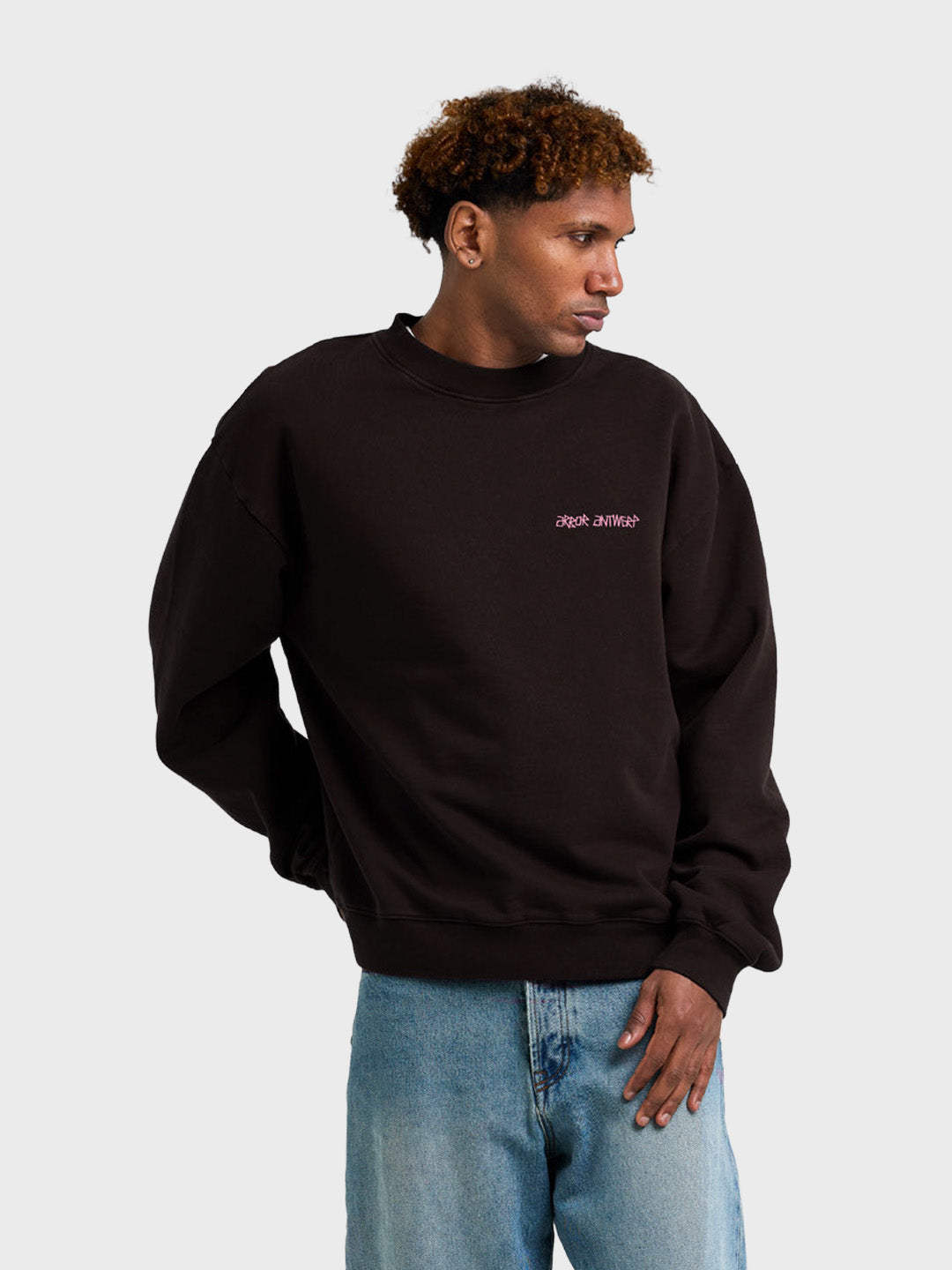 Arbor Antwerp Line Flower Crewneck Sweater Brown - voorkant