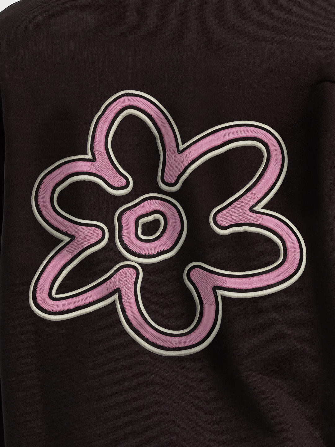 Arbor Antwerp Line Flower Crewneck Sweater Brown - close-up achterkant