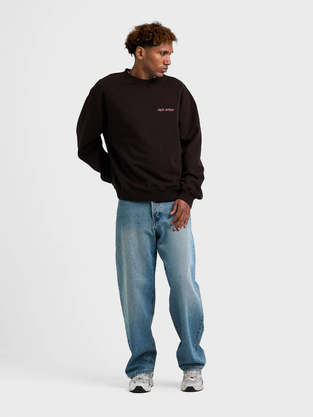 Arbor Antwerp Line Flower Crewneck Sweater Brown - outfit